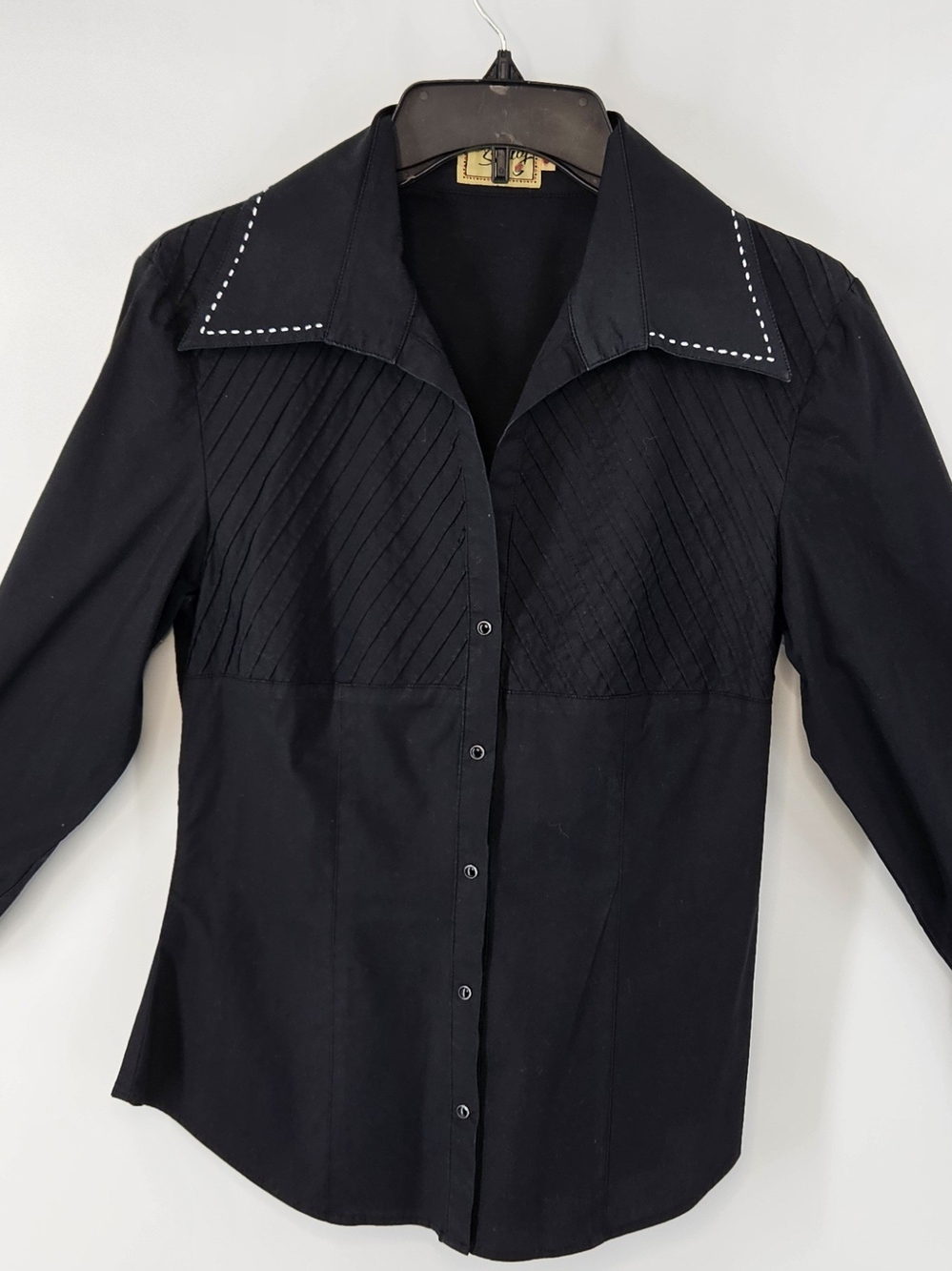 Black Scully Women's Western Button-Up Top with Contrast Trim - Picture 2 of 6